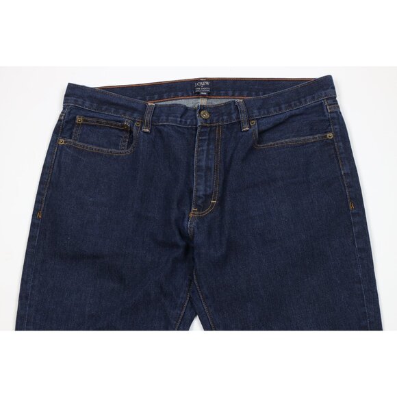 J Crew Mens 35x32 Faded The Driggs Slim Fit Straight Leg Denim Jeans Indigo Blue - Picture 2 of 10